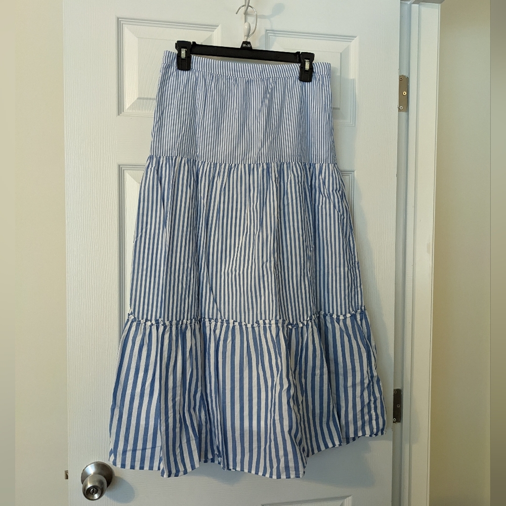 J Crew Striped Blue Skirt S